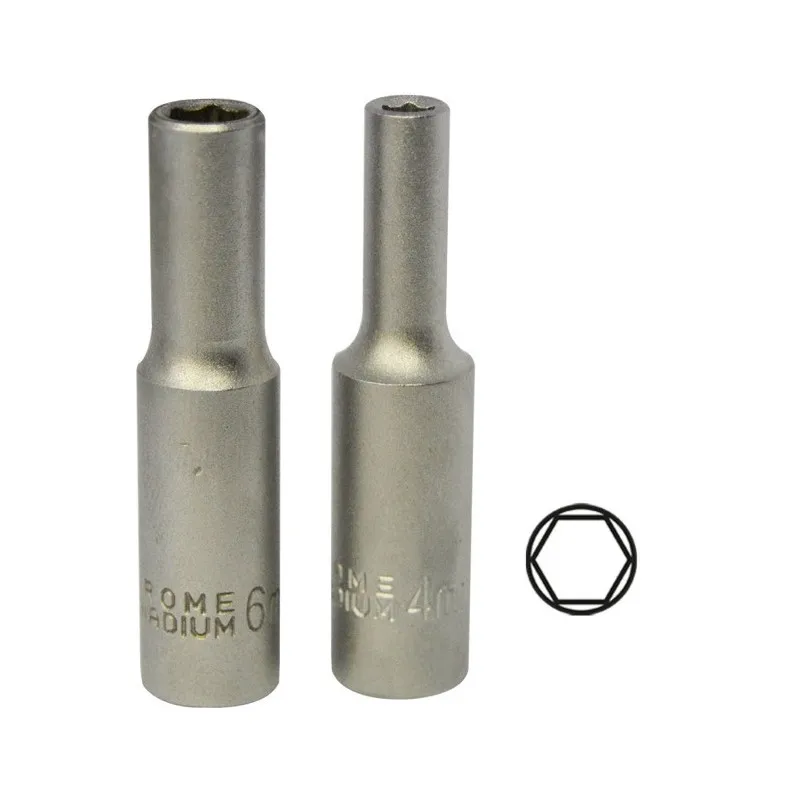 1/4" 50MM LONG HEX DOUILLE DU 7MM, CHROME