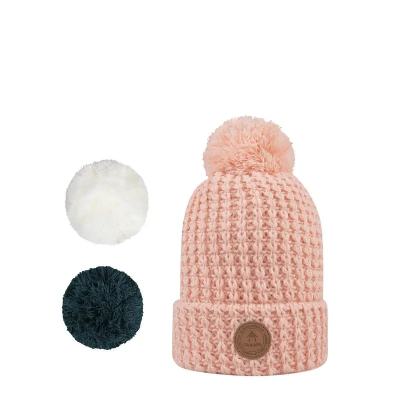 Bonnet avec 3 pompons interchangeables Cabaïa taille unique Bandista Peach - rose pêche