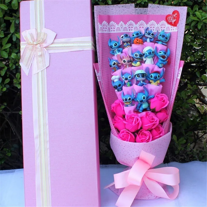 Bouquet de stitch en peluche dessin animé sans bote pour cadeau
