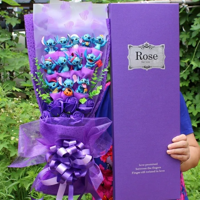 Bouquet de stitch en peluche dessin animé sans bote pour cadeau