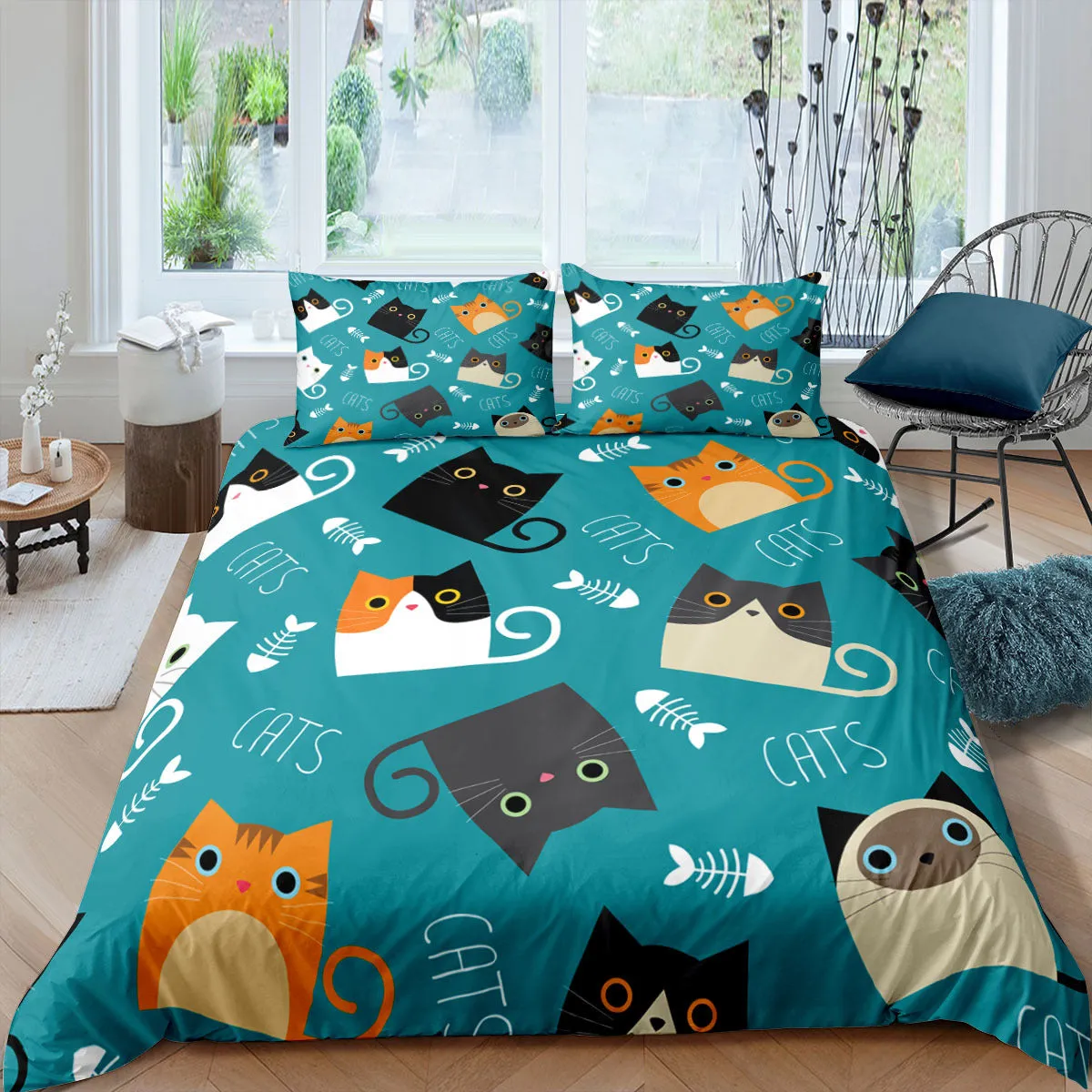Housse De Couette Dessin Animé Chat Vintage