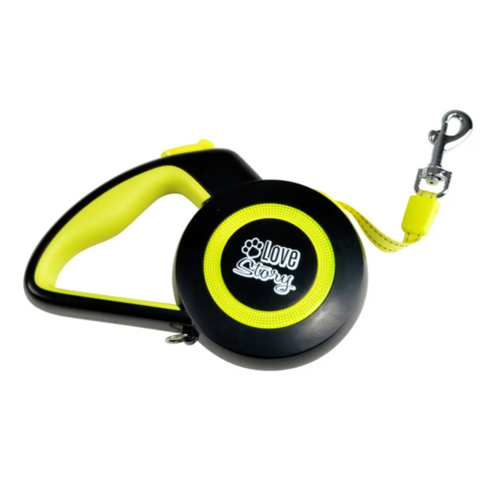 Laisse rétractable chien "réfléchissant" 16cm jaune