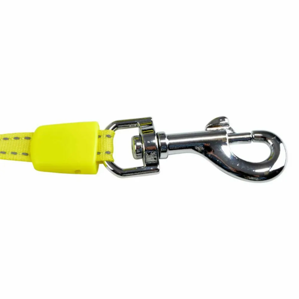Laisse rétractable chien "réfléchissant" 16cm jaune