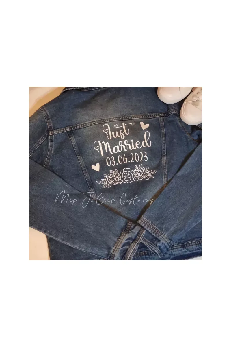 Personnalisation veste en jean dessin et perles