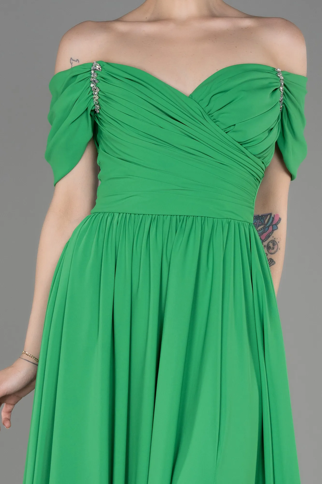 Robe de Soirée Longue Mousseline Fushia ABU3827