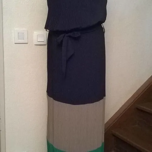 Robe longue en mousseline plissé